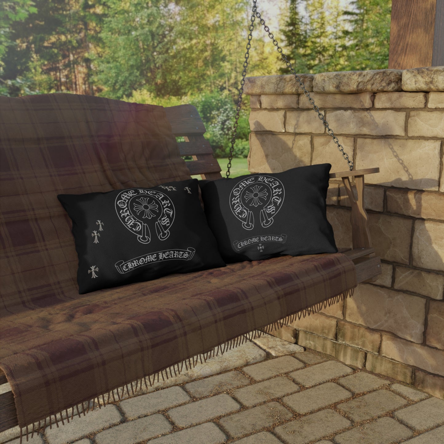 Outdoor Pillows - Double Sided Chrome Hearts Indoor/Outdoor Pillow