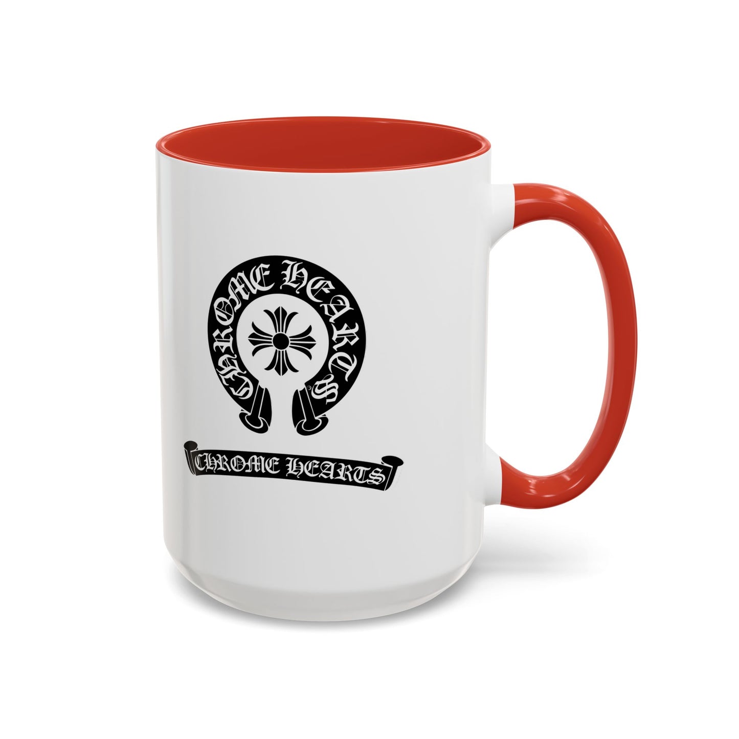 Chrome Hearts Accent Coffee Mug - Stylish Black Handle & Inside - Perfect for Coffee Lovers