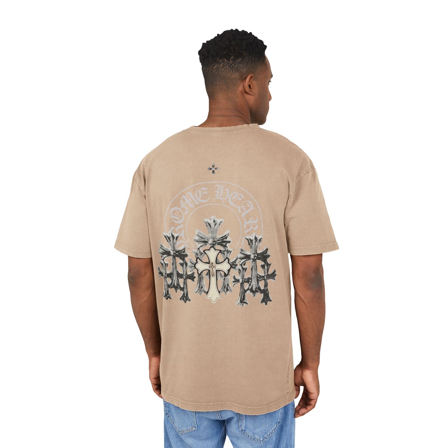 Men's Acid Washed Oversize Tee - Chrome Hearts Graphic T-Shirt