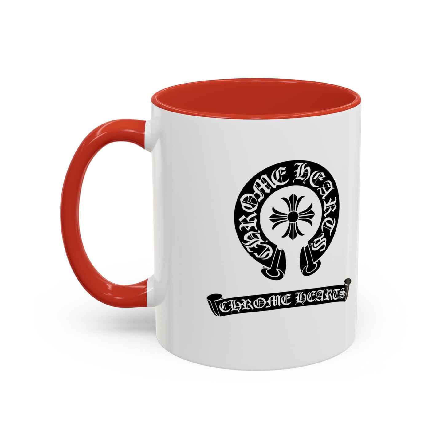 Chrome Hearts Accent Coffee Mug - Stylish Black Handle & Inside - Perfect for Coffee Lovers