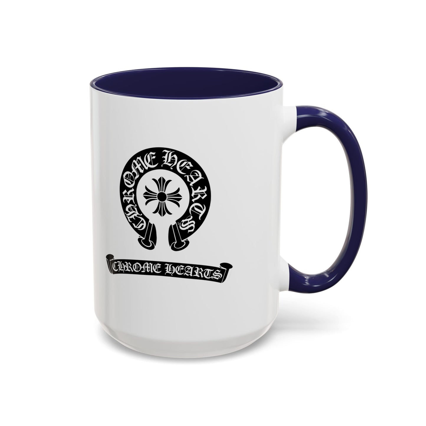 Chrome Hearts Accent Coffee Mug - Stylish Black Handle & Inside - Perfect for Coffee Lovers