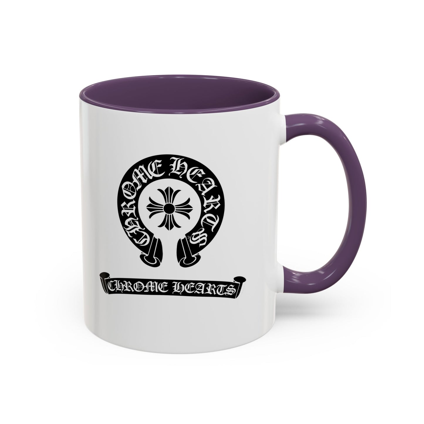 Chrome Hearts Accent Coffee Mug - Stylish Black Handle & Inside - Perfect for Coffee Lovers