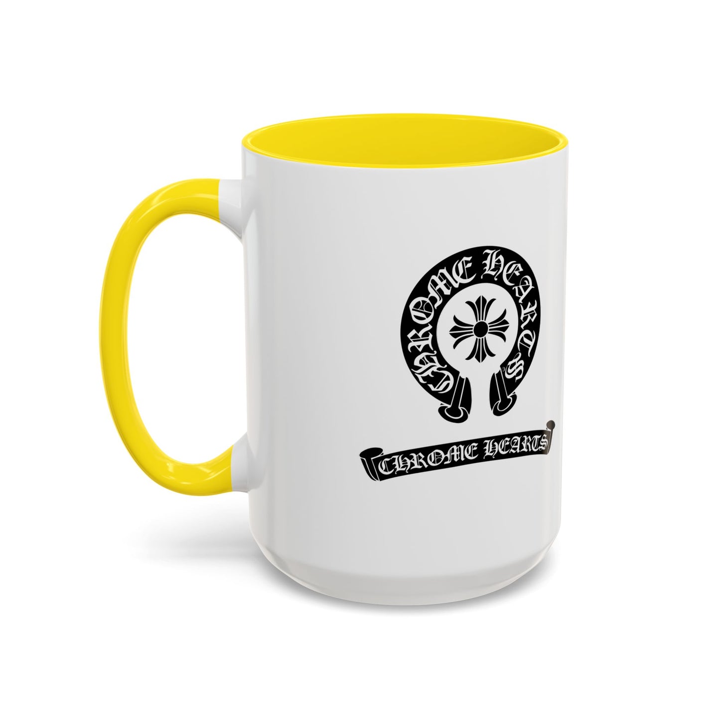 Chrome Hearts Accent Coffee Mug - Stylish Black Handle & Inside - Perfect for Coffee Lovers