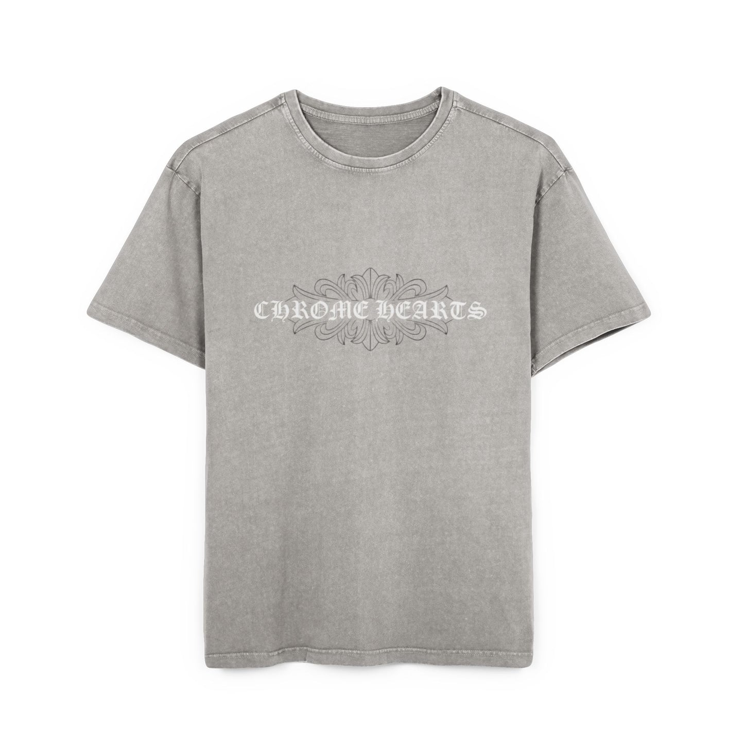 Men's Acid Washed Oversize Tee - Chrome Hearts Graphic T-Shirt