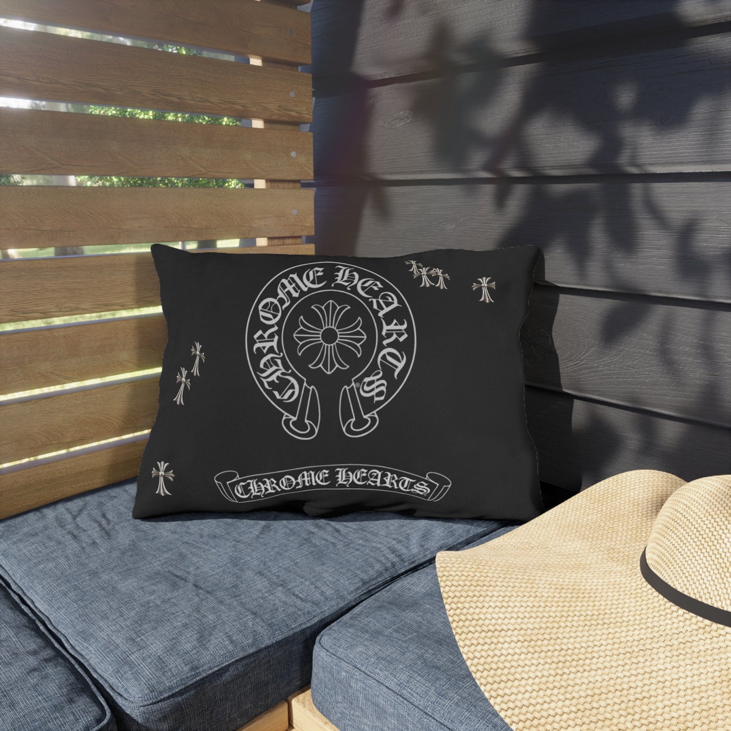 Outdoor Pillows - Double Sided Chrome Hearts Indoor/Outdoor Pillow