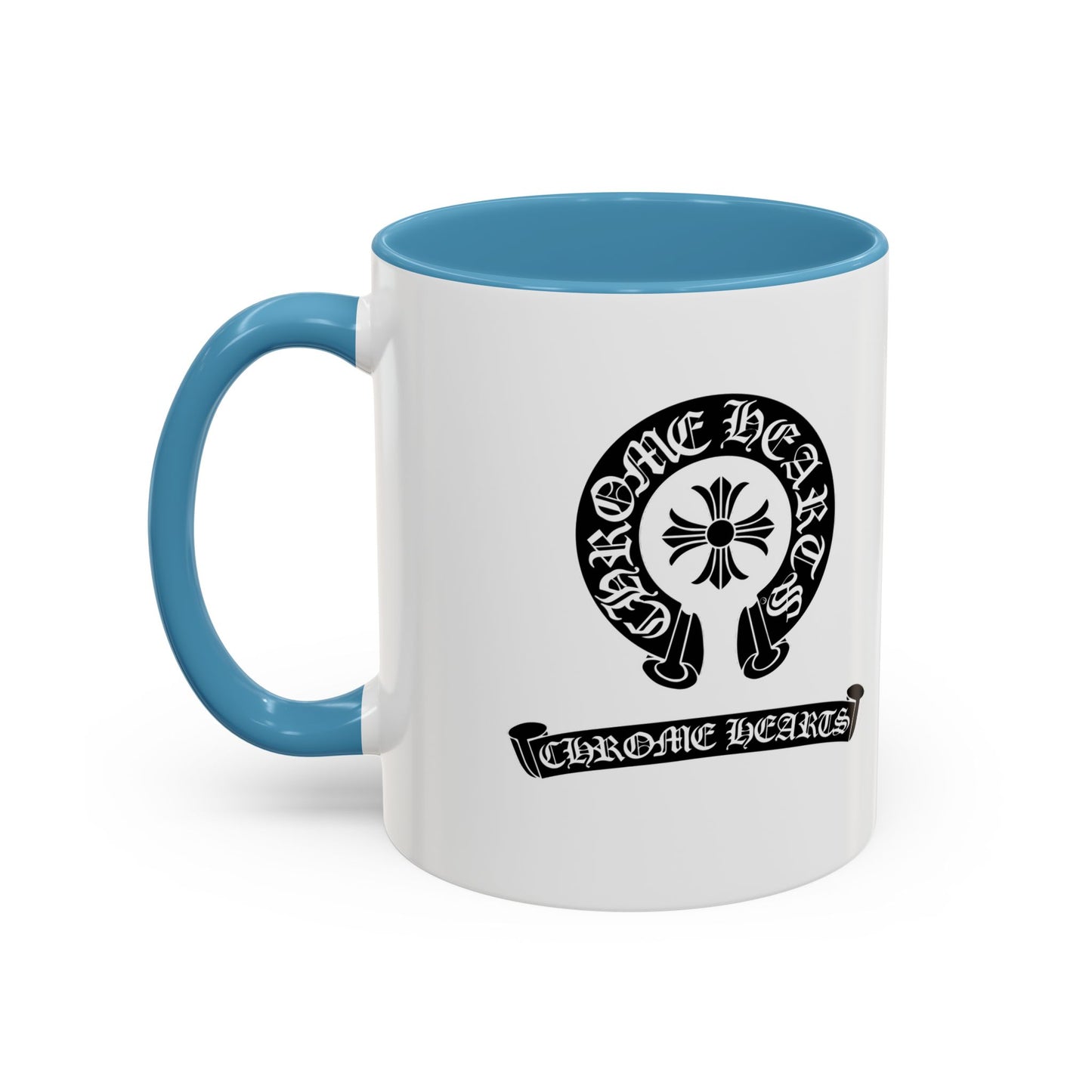 Chrome Hearts Accent Coffee Mug - Stylish Black Handle & Inside - Perfect for Coffee Lovers