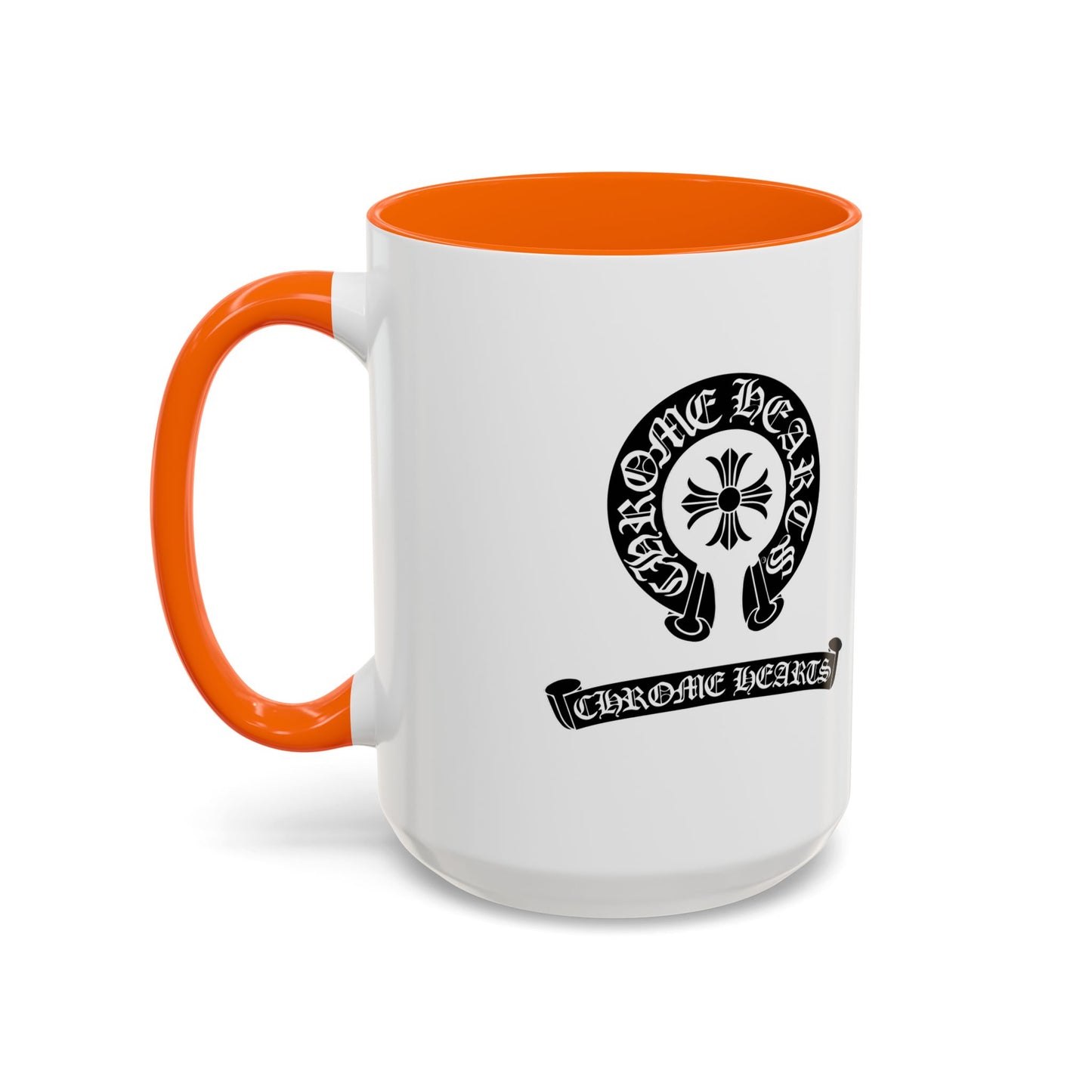 Chrome Hearts Accent Coffee Mug - Stylish Black Handle & Inside - Perfect for Coffee Lovers