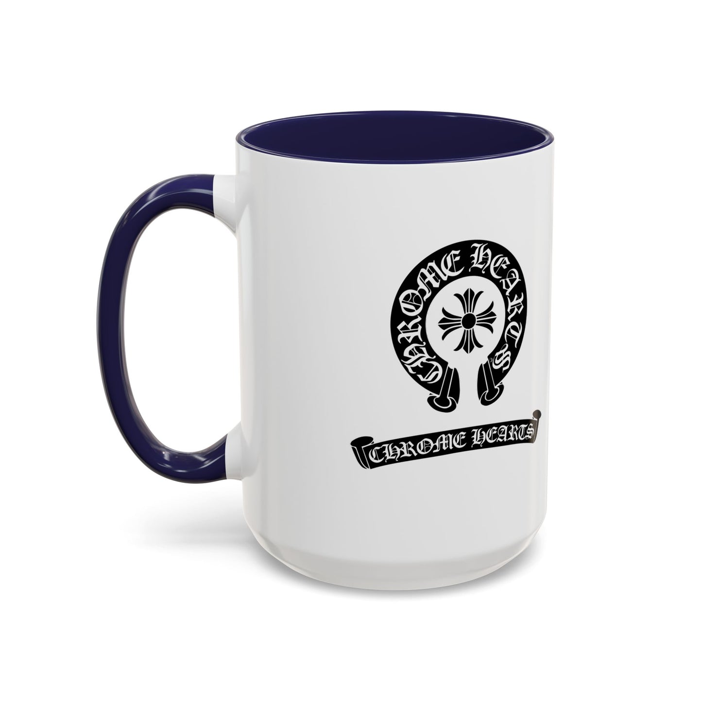 Chrome Hearts Accent Coffee Mug - Stylish Black Handle & Inside - Perfect for Coffee Lovers