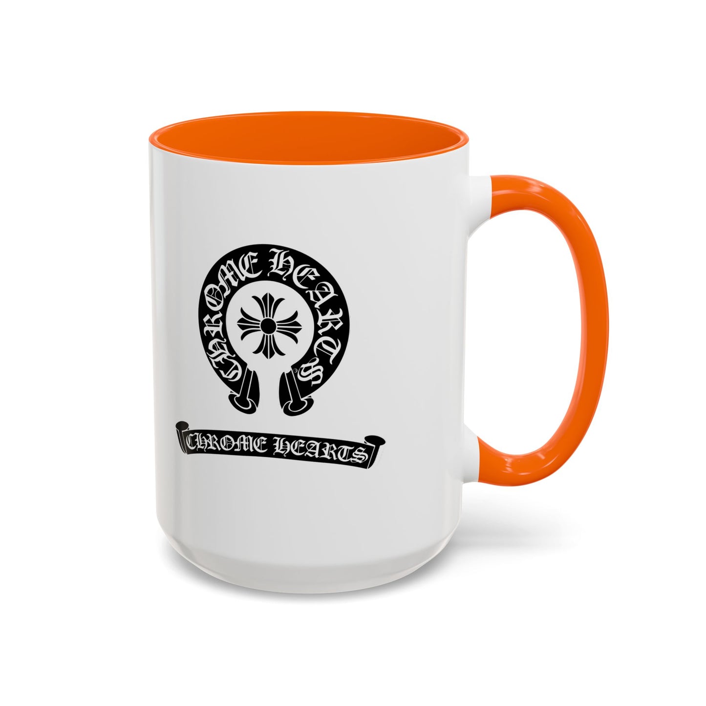 Chrome Hearts Accent Coffee Mug - Stylish Black Handle & Inside - Perfect for Coffee Lovers