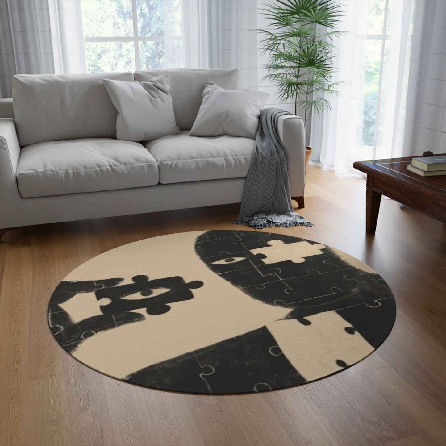 Round Rug, Puzzle Art 2025 Decor, Home Decor, Floor Mat, Living Room Accent, Circular Area Rug