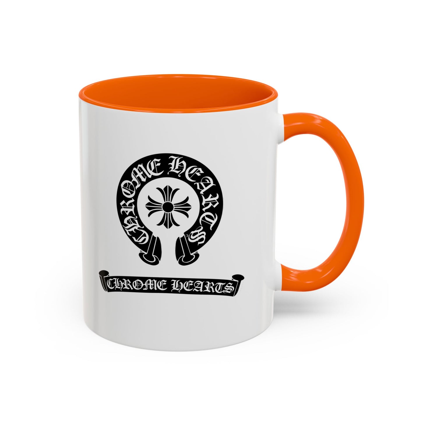 Chrome Hearts Accent Coffee Mug - Stylish Black Handle & Inside - Perfect for Coffee Lovers