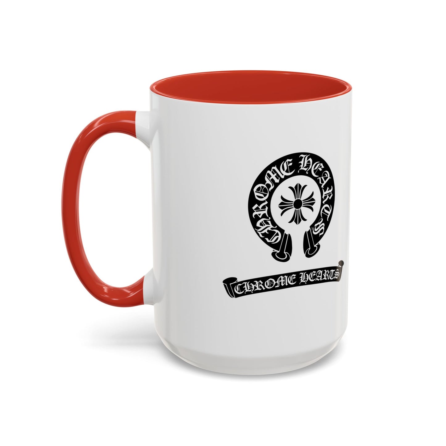 Chrome Hearts Accent Coffee Mug - Stylish Black Handle & Inside - Perfect for Coffee Lovers