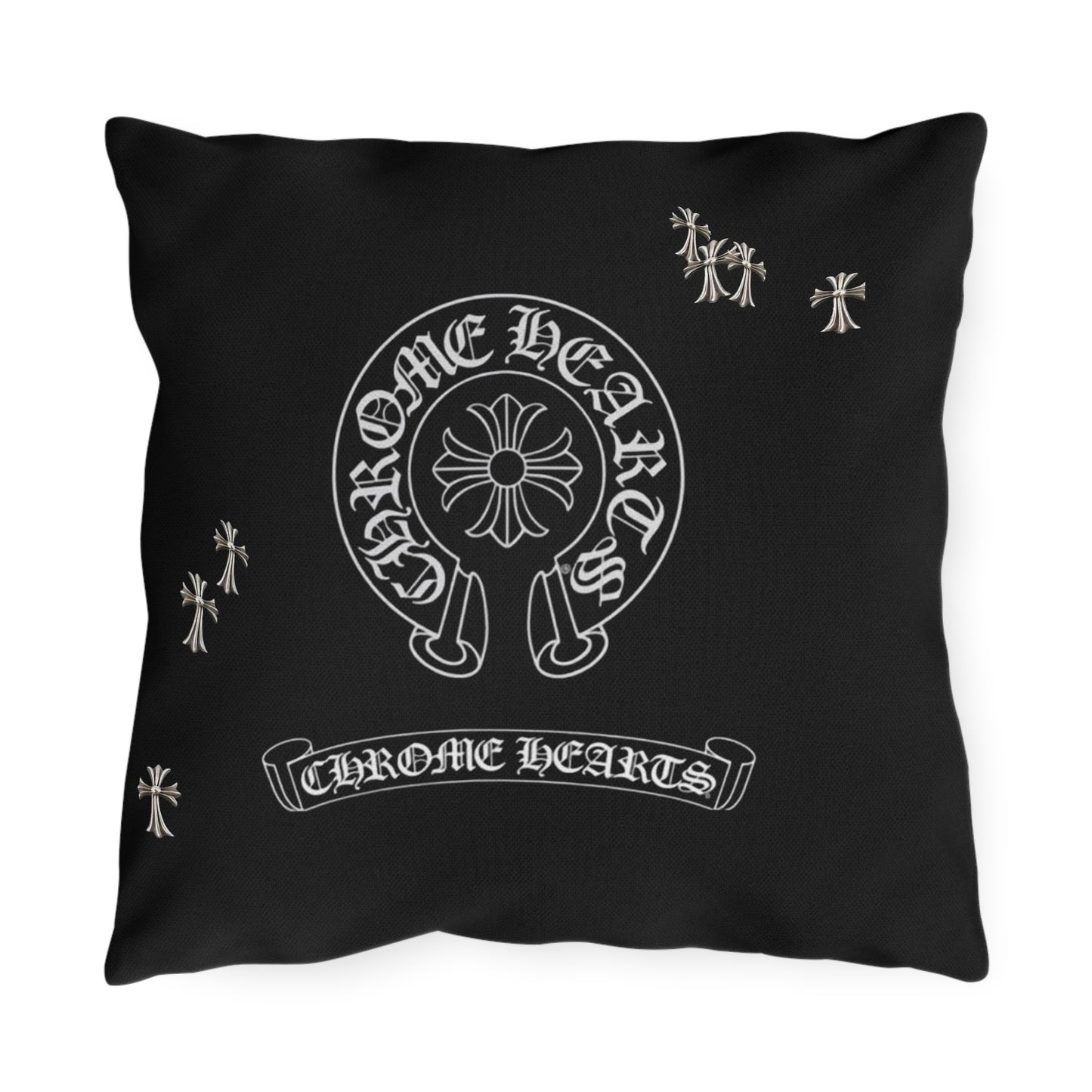 Outdoor Pillows - Double Sided Chrome Hearts Indoor/Outdoor Pillow