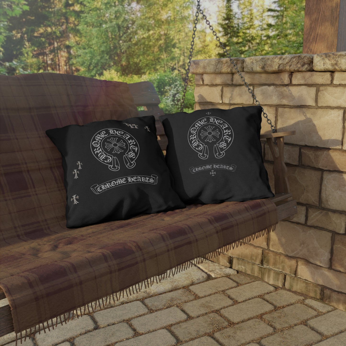 Outdoor Pillows - Double Sided Chrome Hearts Indoor/Outdoor Pillow