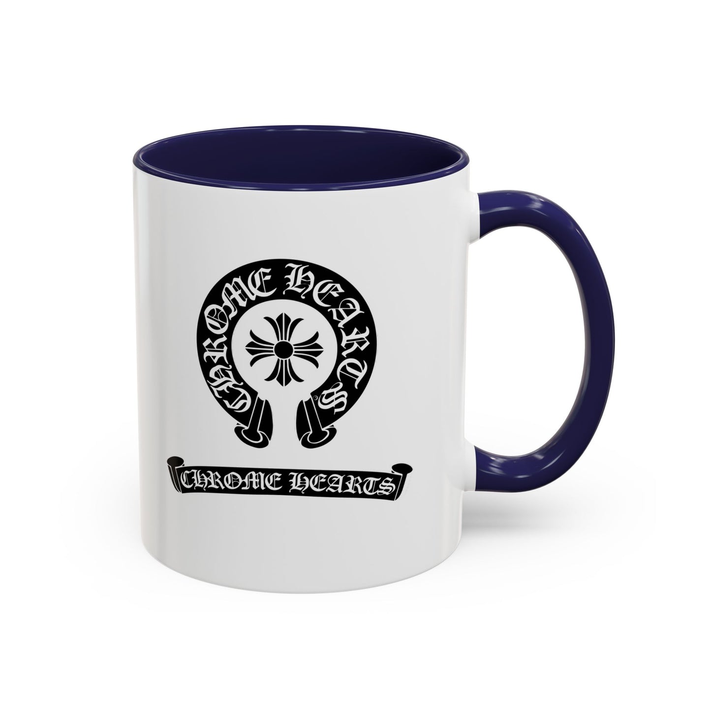 Chrome Hearts Accent Coffee Mug - Stylish Black Handle & Inside - Perfect for Coffee Lovers