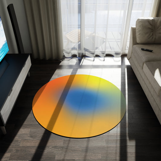 Round Rug - Vibrant Aura Modern Colorful Stylish Boho Chic Decor, Area Carpet, Floor Mat, Bohemian Room Accent, Home