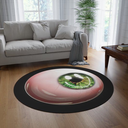 Round Rug, Eye Ball Rug, Modern Art Decor, Green Rug, Circular Area Rug, Unique Floor Mat