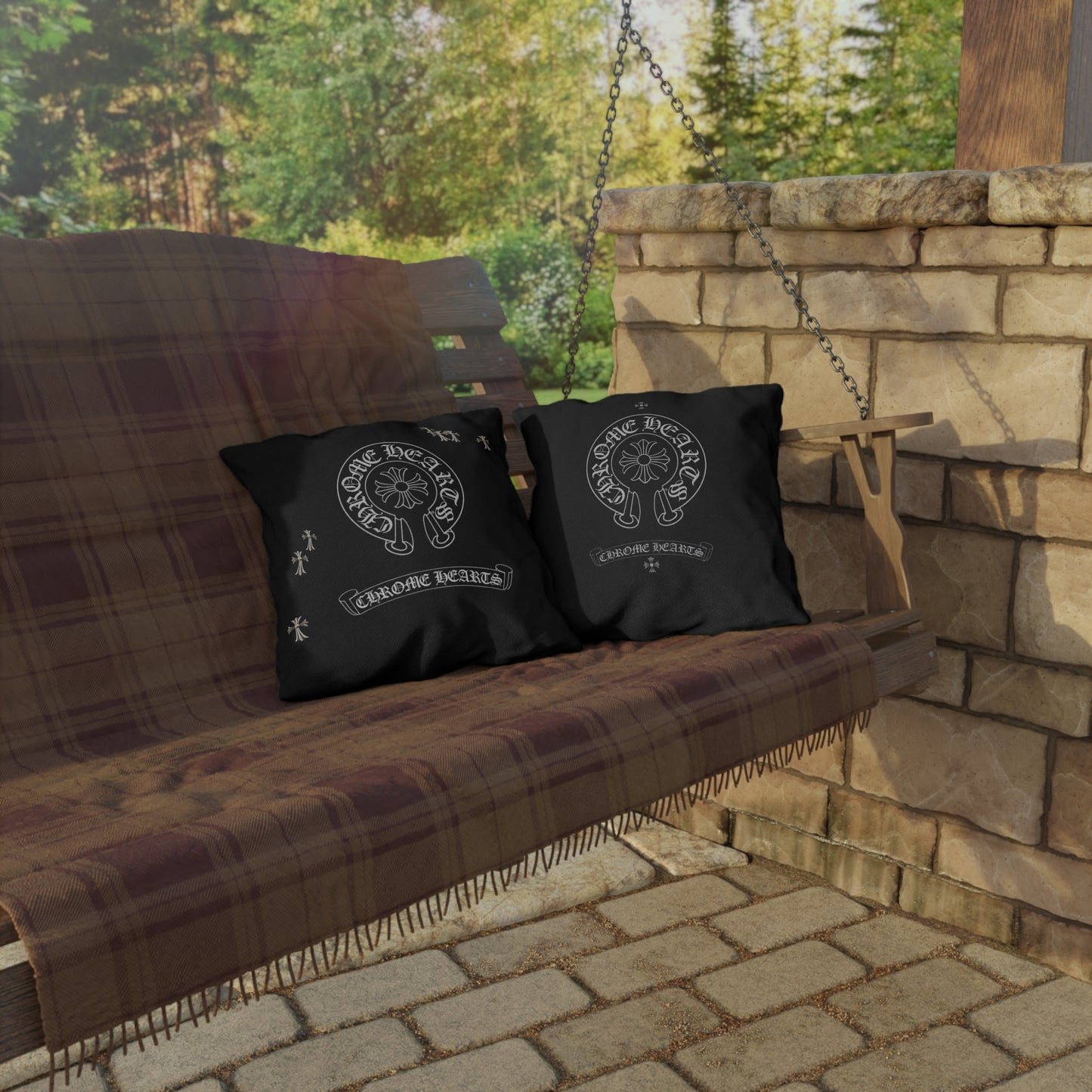 Outdoor Pillows - Double Sided Chrome Hearts Indoor/Outdoor Pillow