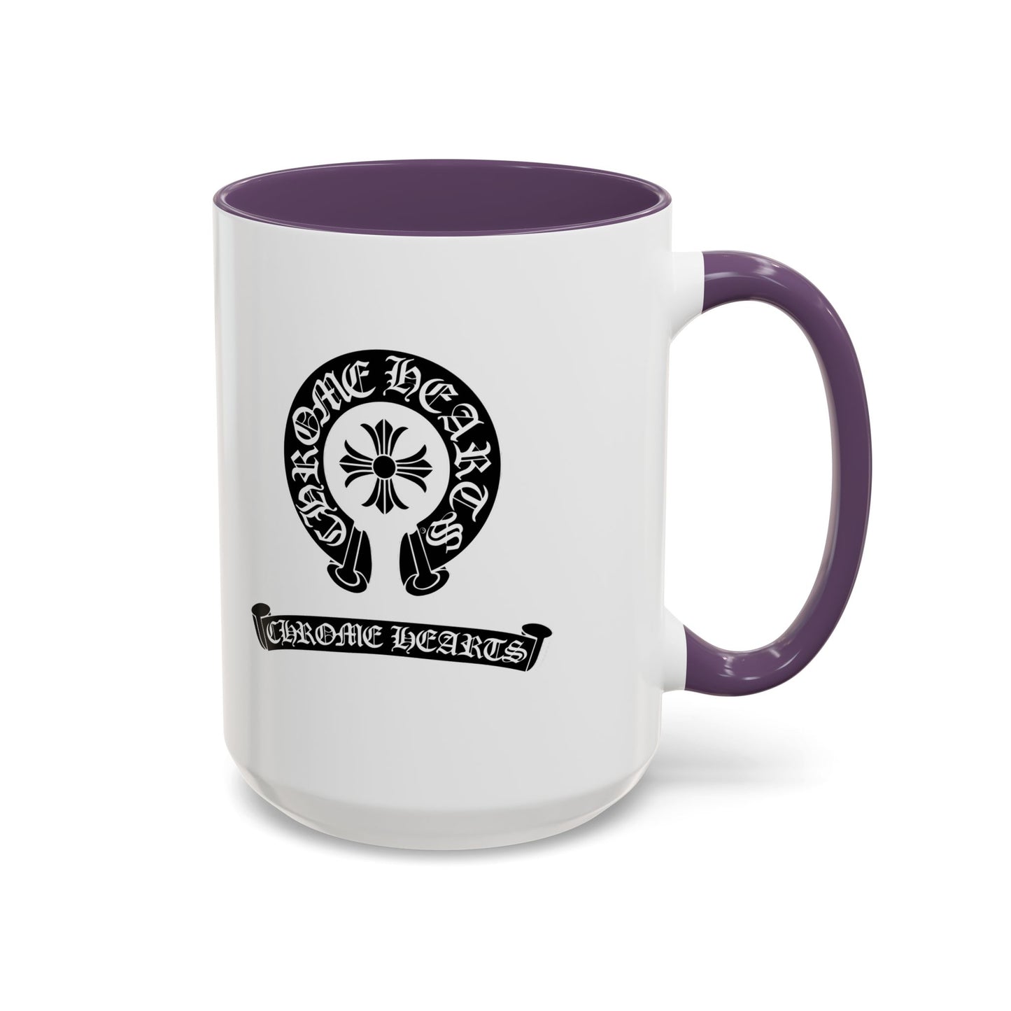 Chrome Hearts Accent Coffee Mug - Stylish Black Handle & Inside - Perfect for Coffee Lovers