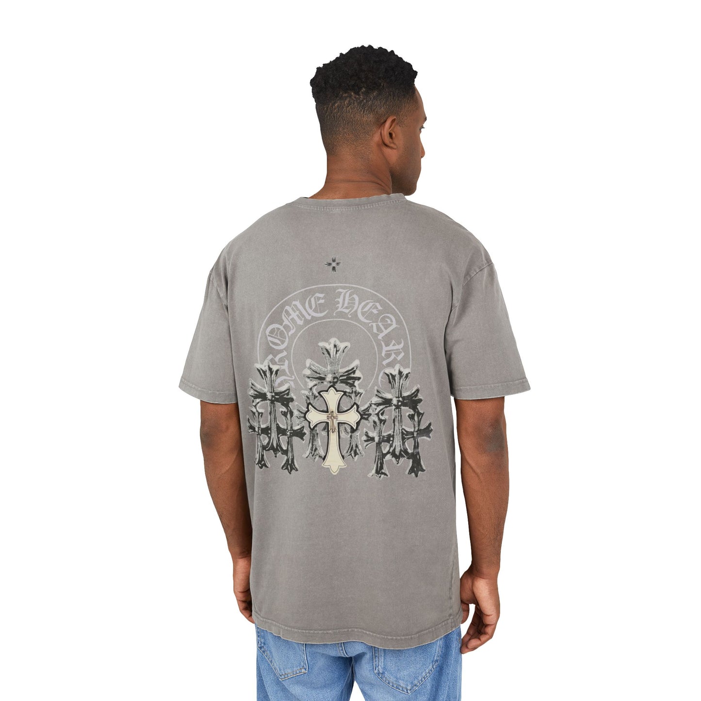 Men's Acid Washed Oversize Tee - Chrome Hearts Graphic T-Shirt