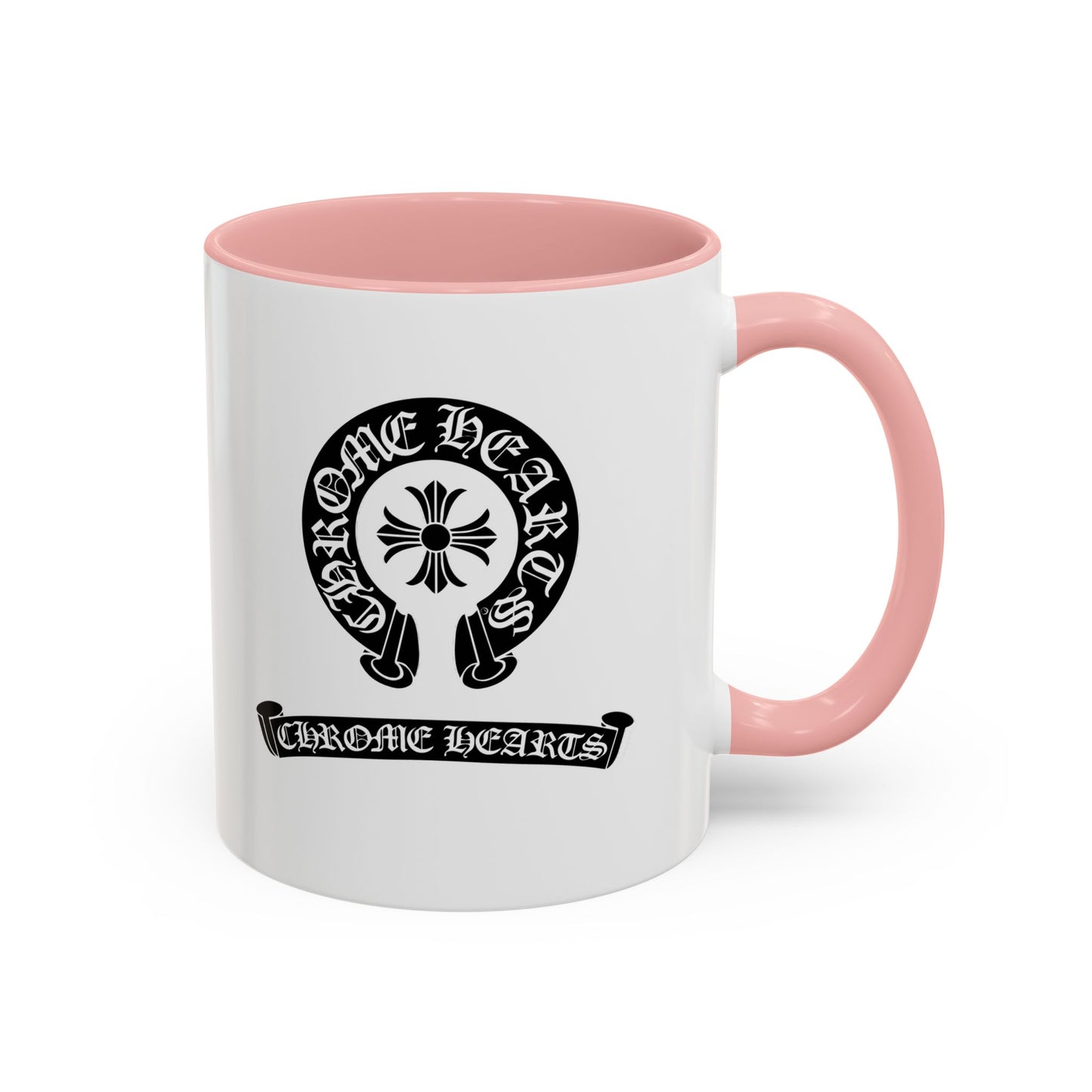 Chrome Hearts Accent Coffee Mug - Stylish Black Handle & Inside - Perfect for Coffee Lovers